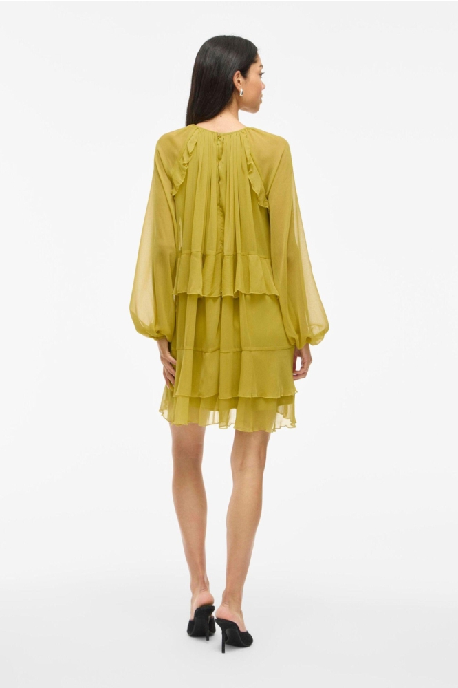 VIHELA L/S RUFFLE DRESS 14111863 Green Envy